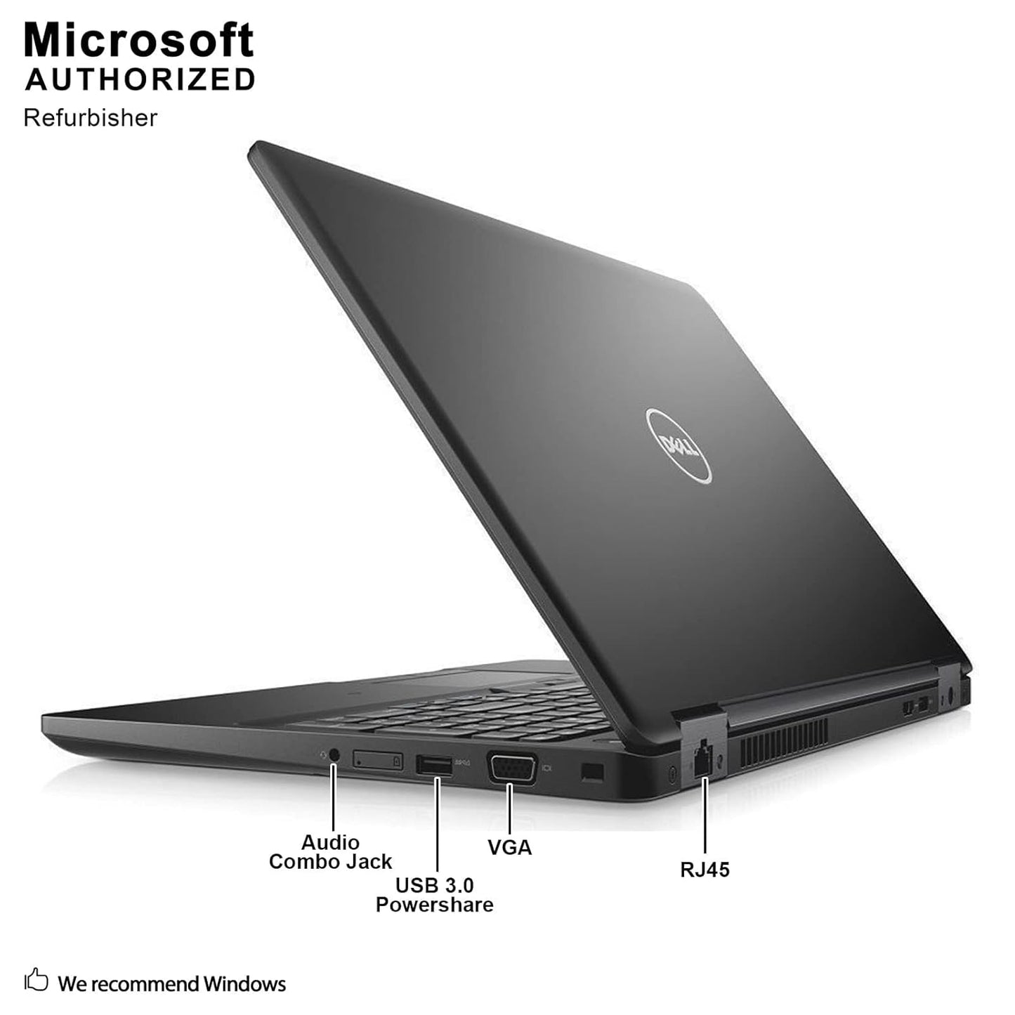 Dell Latitude 5580 Laptop – Intel i5, 8GB RAM, 256GB SSD, 15.6" Display (Renewed)