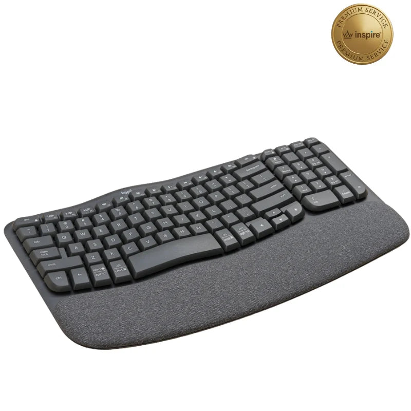 Logitech Wave Keys Wireless Keyboard - Ergonomic Wave-Shaped Wireless Keyboard with Wrist Rest