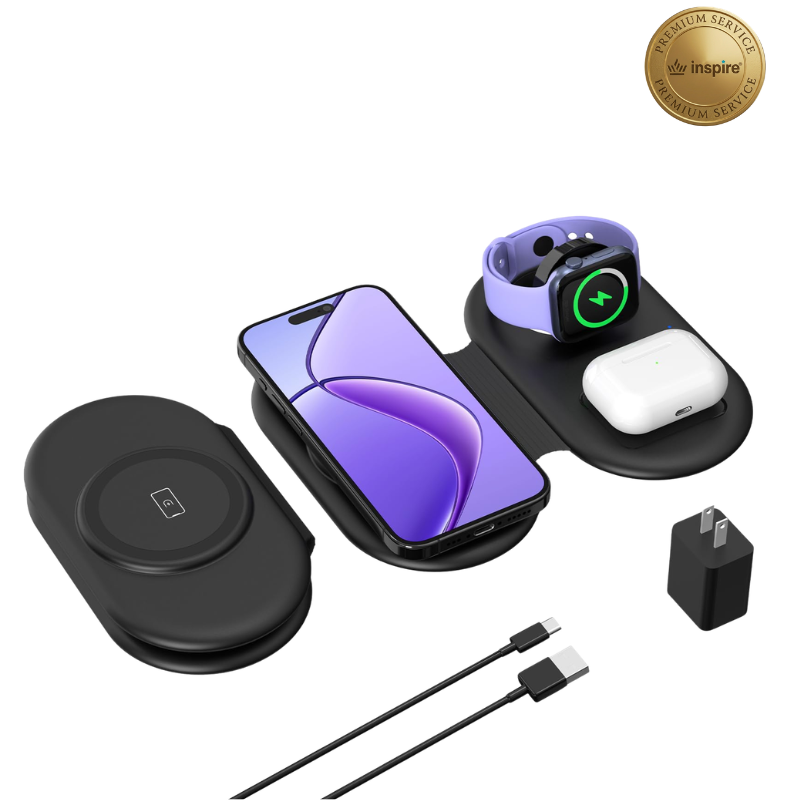Gizmore 3-in-1 Magnetic Foldable Wireless Charging Pad for Phone, Watch and Earbuds